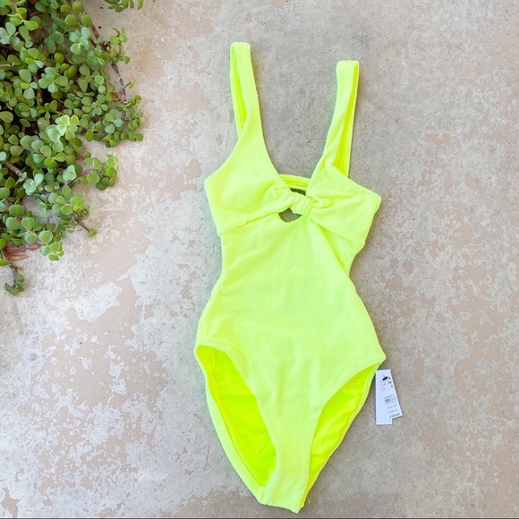 Topshop Velour Highlighter Knot One Piece Swimsuit - Picture 1 of 1
